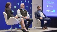 Left to right: Moderator Angela Rivera, Bill Hudson and Sonney Sapra discuss cybersecurity at the HIMSS23 global conference in Chicago on Tuesday.